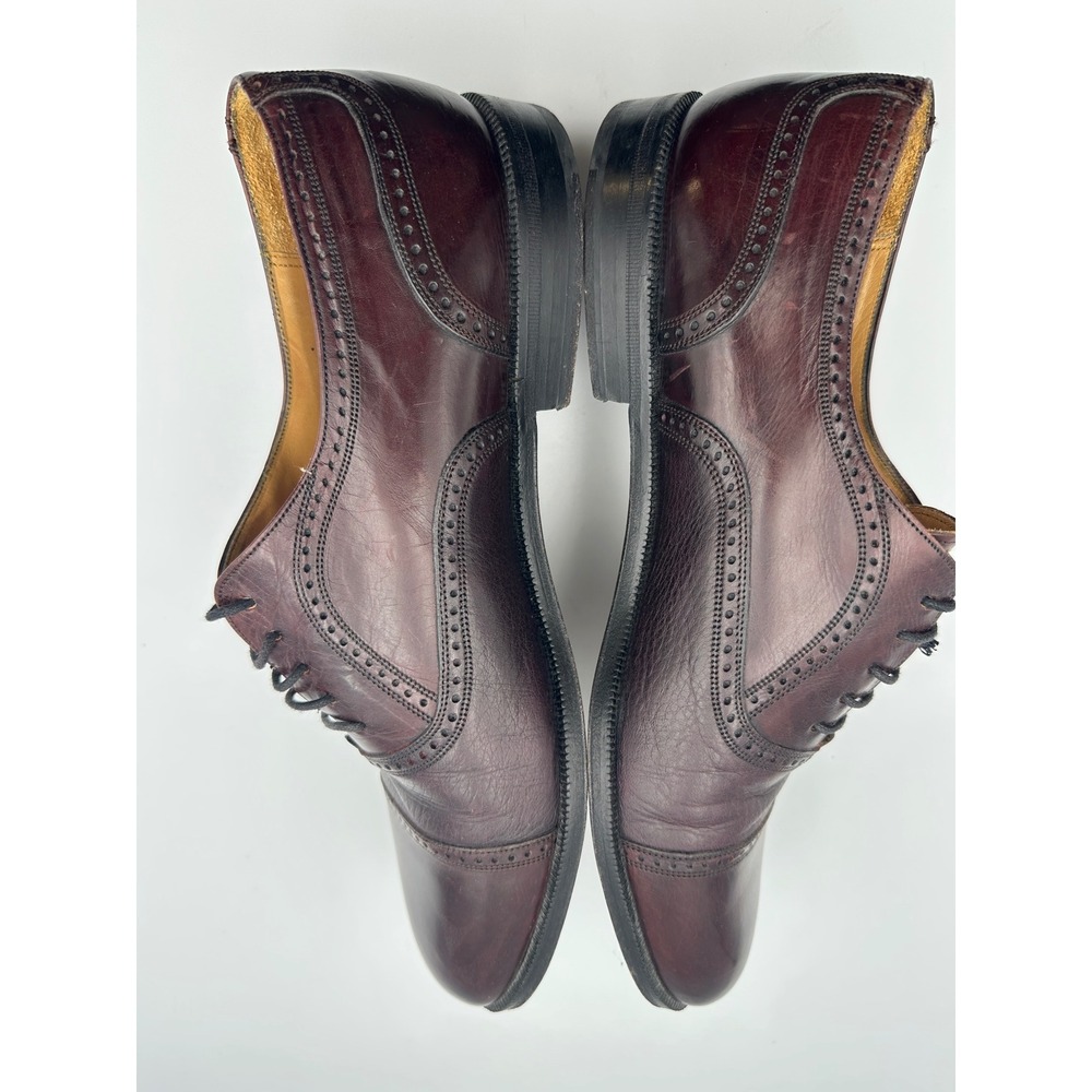 Mezlan Florence Oxford Derby Dress Shoes Mens 10 Brown Leather Brogue Cap Toe - Picture 5 of 12